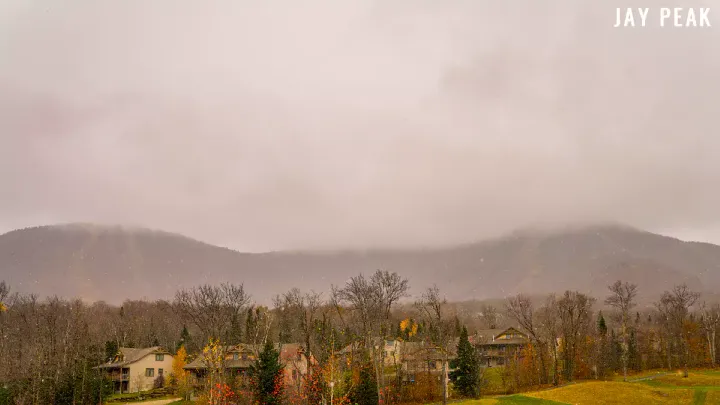 Jay Peak getting snow this afternoon but they're not showing any white yet.  Photo Credit: Jay Peak
