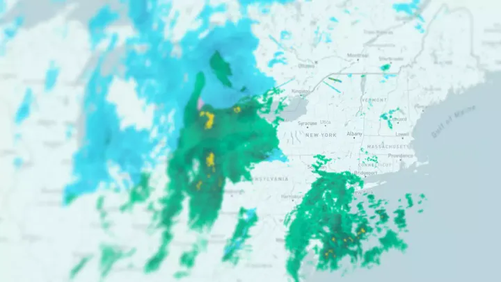 5PM composite radar as shown by WUnderground.