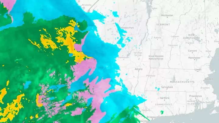 Radar at 3 p.m. showing the approaching mix, but some will stay mostly snow.  📷WUnderground